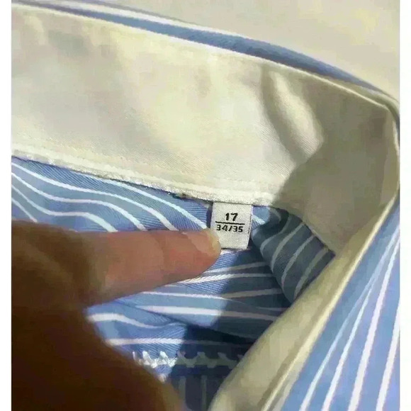 Bugatchi Shirt Mens X-Large Blue Stripe Flip Cuff Button Up Sharp Fit EUC - Picture 8 of 8